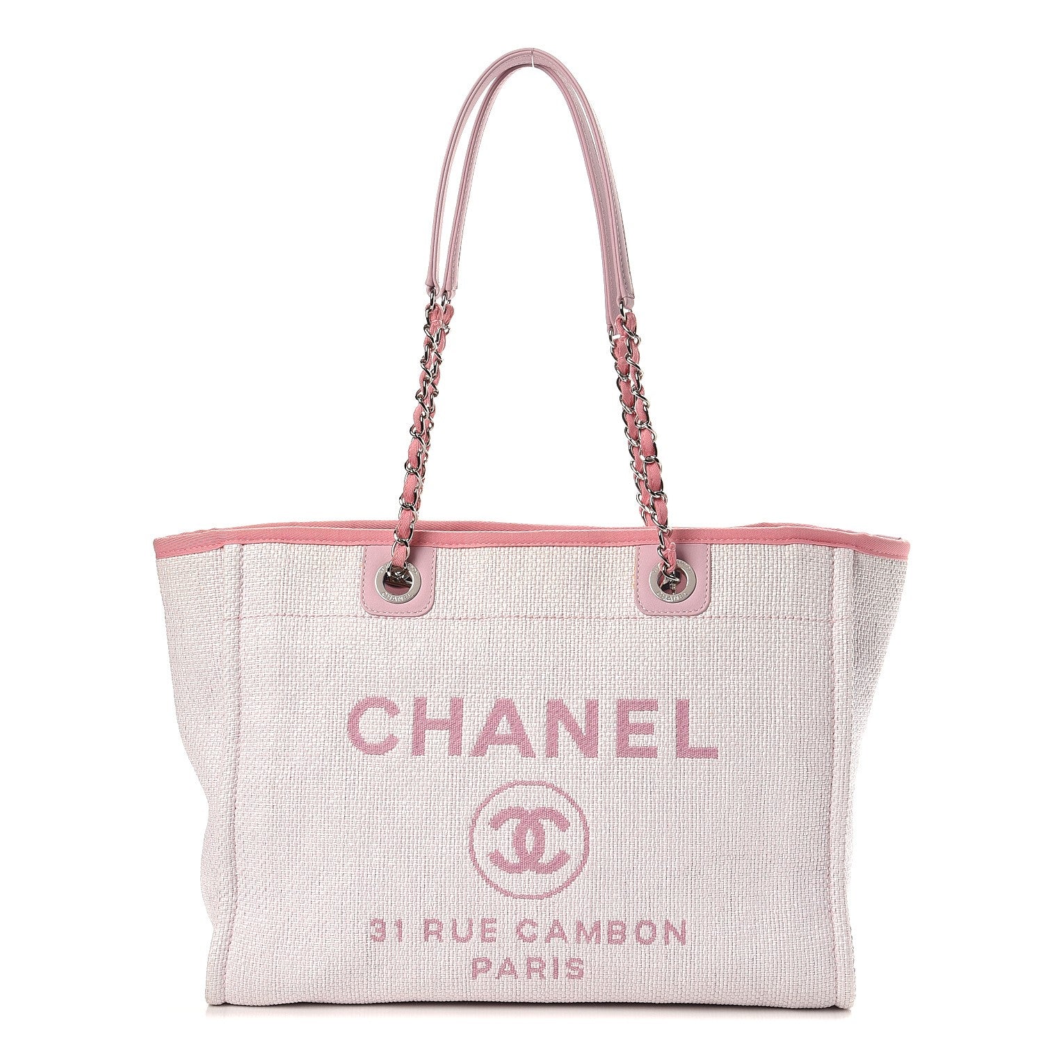 Chanel Woven Straw Raffia Small Deauville Tote Light Pink 1 of 7