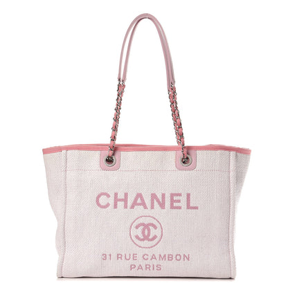 Chanel Woven Straw Raffia Small Deauville Tote Light Pink 1 of 7