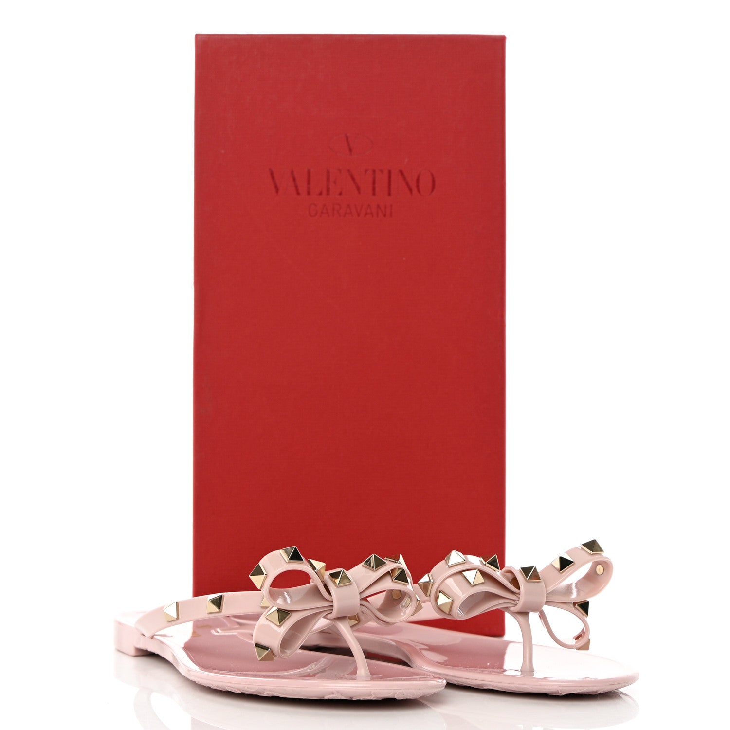 Valentino Garavani PVC Jelly Rockstud Bow Thong Sandals 37 Water Rose 15 of 16