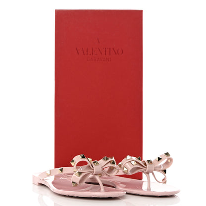 Valentino Garavani PVC Jelly Rockstud Bow Thong Sandals 37 Water Rose 15 of 16