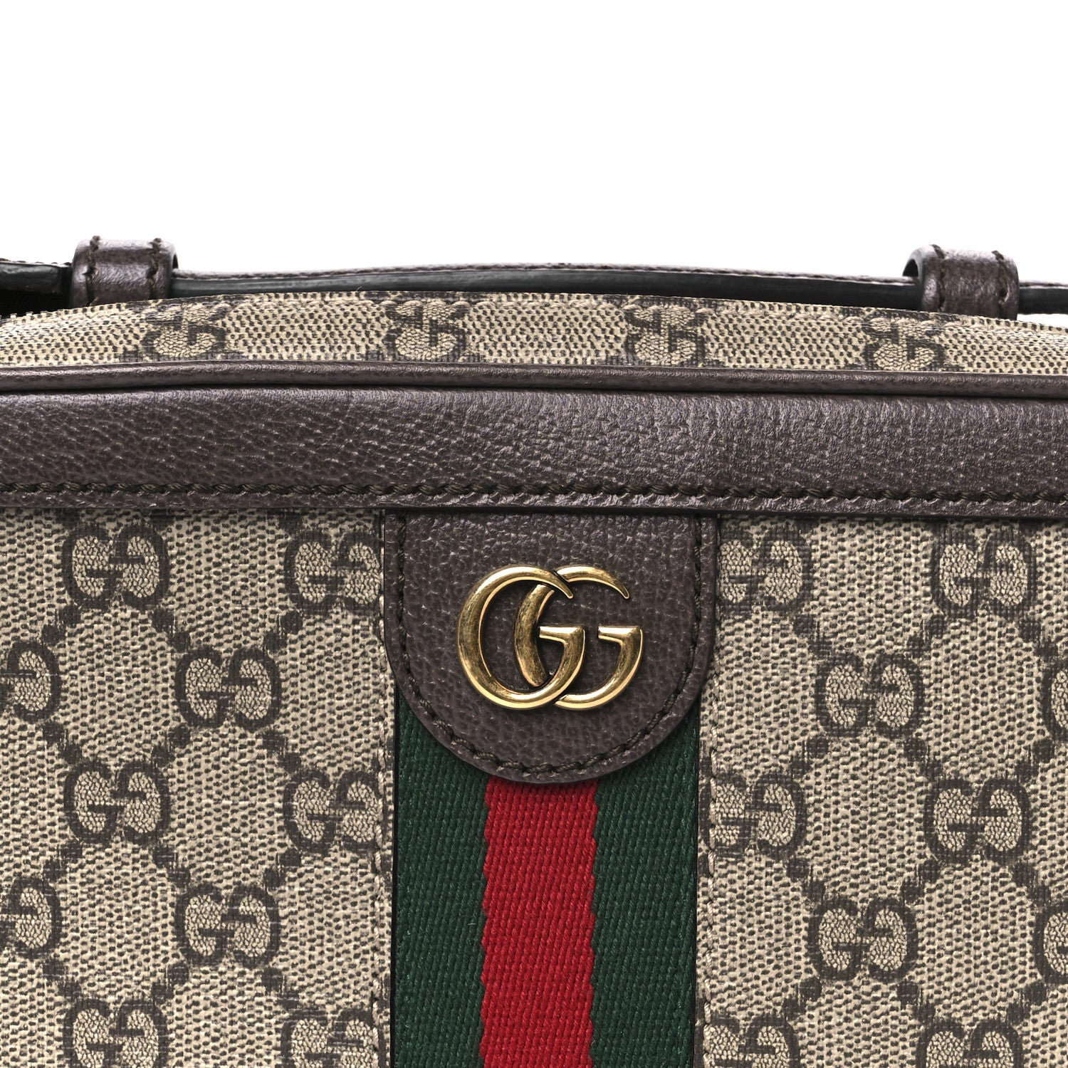 Gucci GG Supreme Monogram Web Small Ophidia Top Handle Shoulder Bag Brown 9 of 11