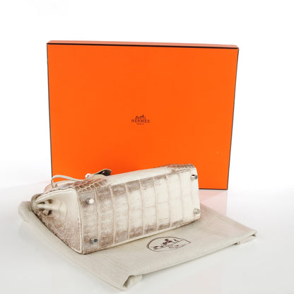 Hermes Matte Niloticus Crocodile Himalaya Kelly Retourne 25 White 4 of 32