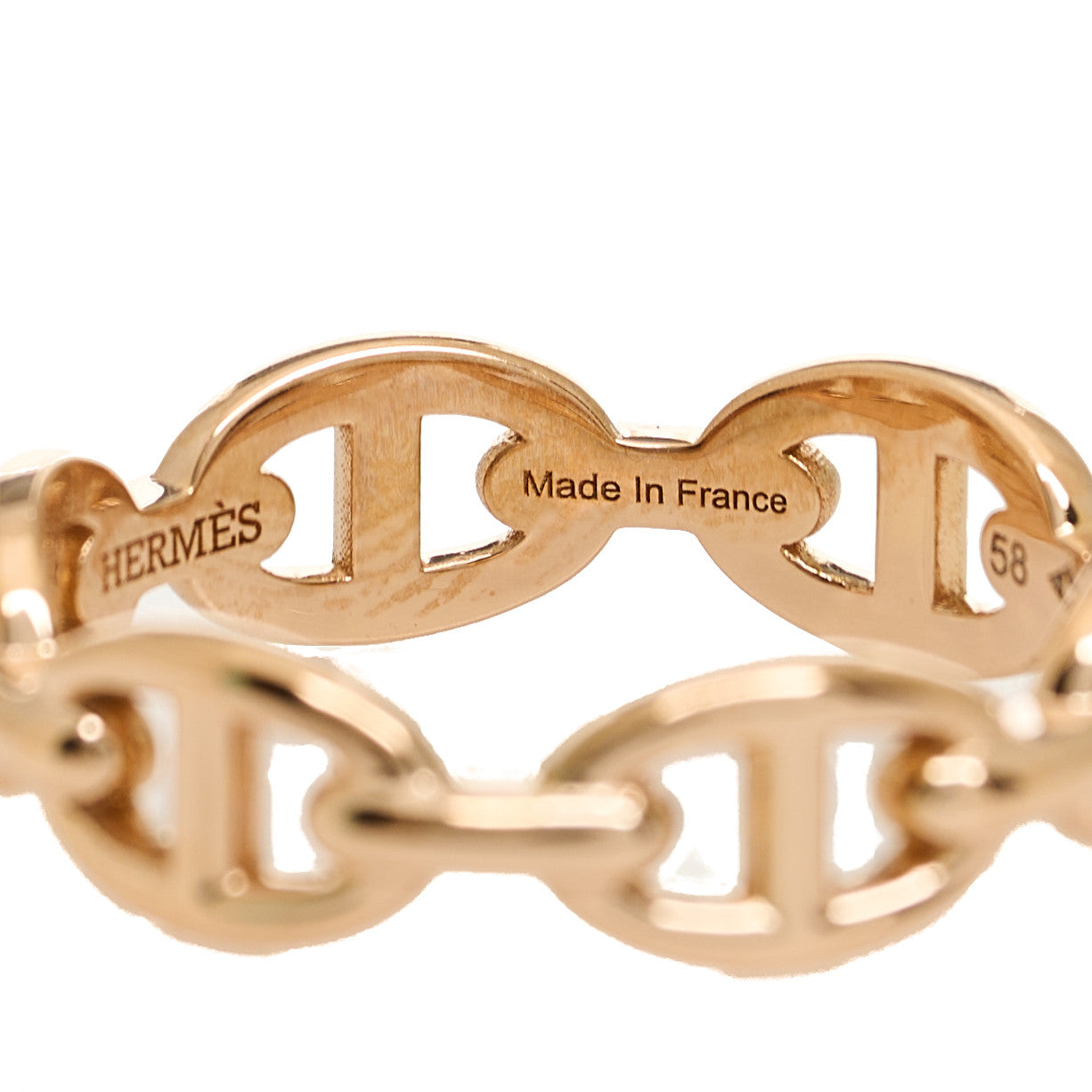 Hermes 18K Rose Gold PM Chaine d'Ancre Enchainee Ring 58 8.25 6 of 8