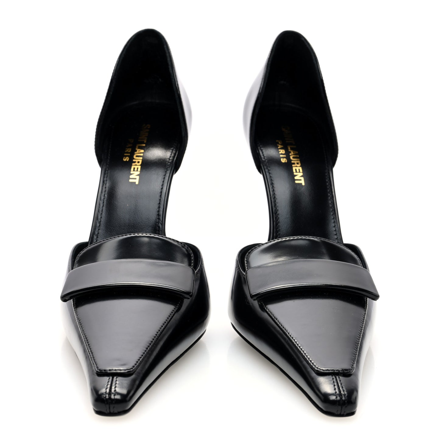 Patent Calfskin Dorsay 110 Pumps 38.5 Black
