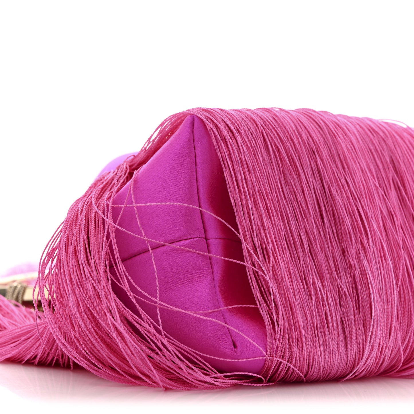 Satin Fringe Bon Bon Bag Fuchsia