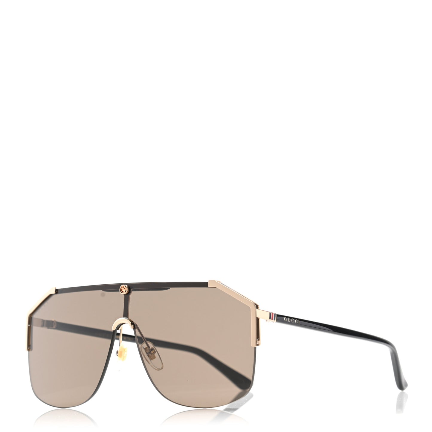 Metal Rimless Square Sunglasses GG0291S Brown Gold