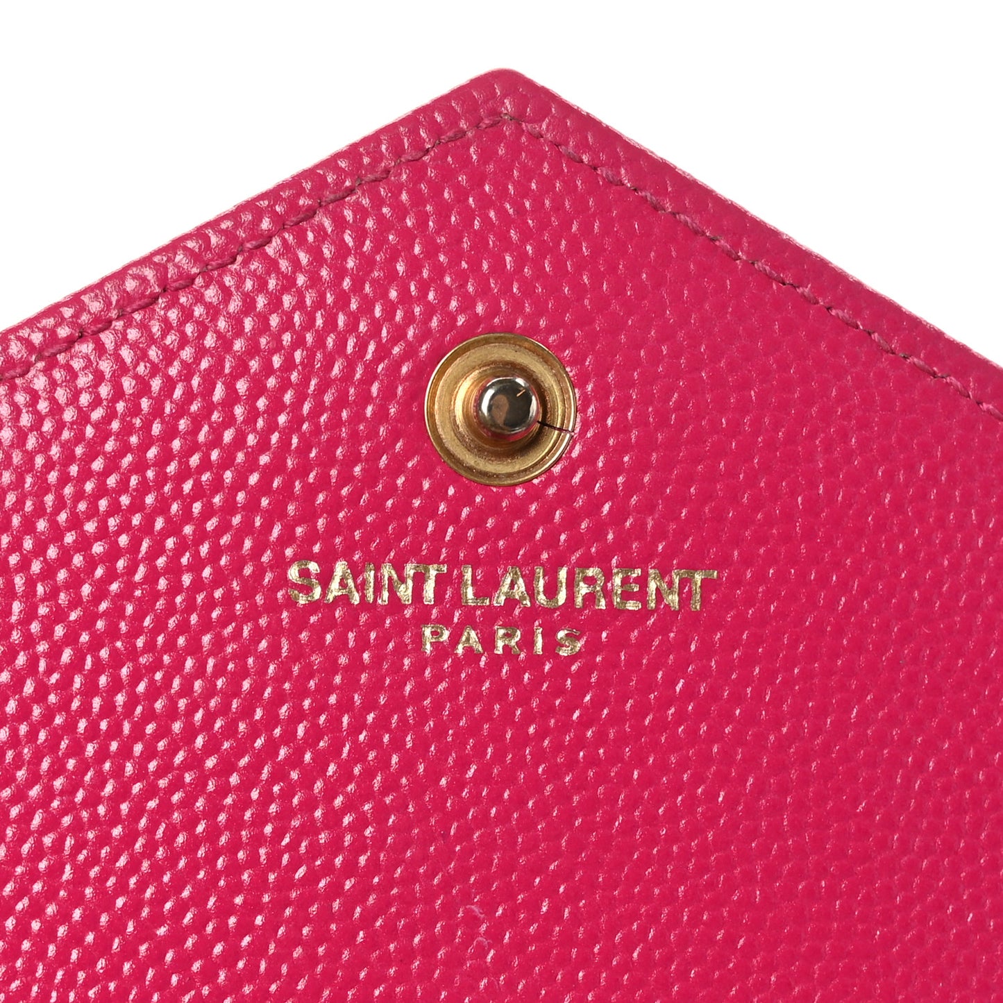 Grain De Poudre Matelasse Chevron Monogram Chain Wallet Lipstick Fuchsia