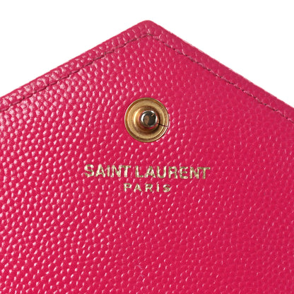 Saint Laurent Grain De Poudre Matelasse Chevron Monogram Chain Wallet Lipstick Fuchsia 7 of 10