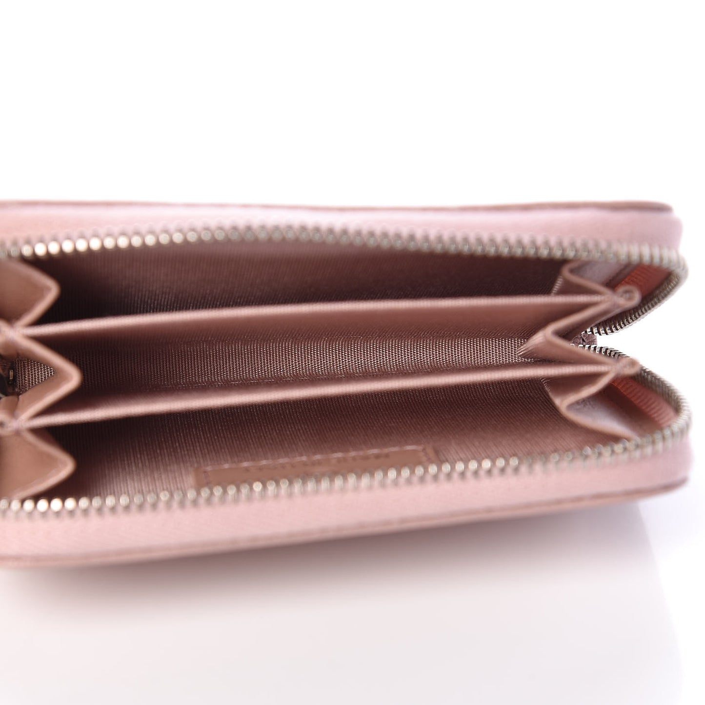 Goatskin Camellia Embossed Zip Coin Purse Pink