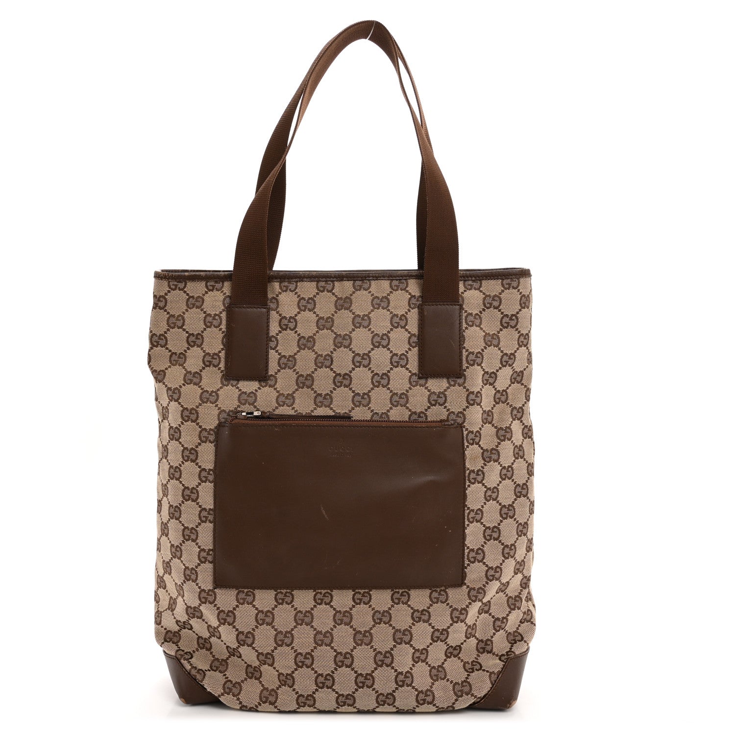 Gucci Calfskin Monogram Tall Tote Brown 1 of 14