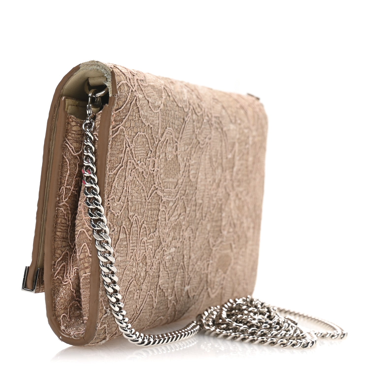 Jimmy Choo Lace Milla Wallet on Chain Powder Pink 3 of 10