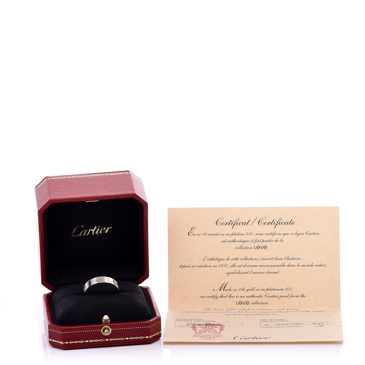 Cartier 18K White Gold 5.5mm LOVE Ring 67 11.75 4 of 4