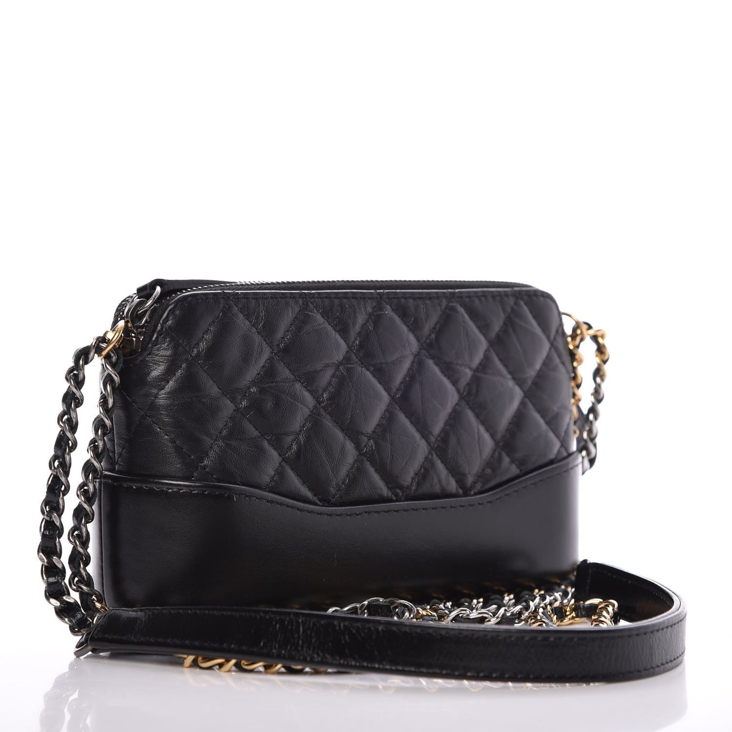 Aged Calfskin Quilted Small Gabrielle Clutch With Chain Black