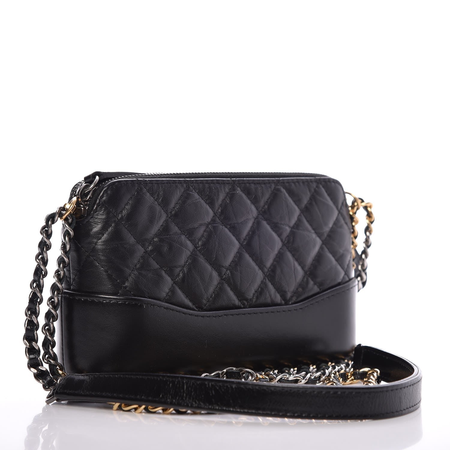 Chanel Aged Calfskin Quilted Small Gabrielle Clutch With Chain Black 4 of 10