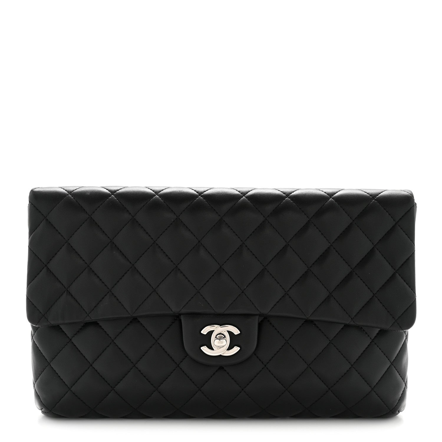 Chanel Lambskin Quilted Flap Clutch Black 1 of 14