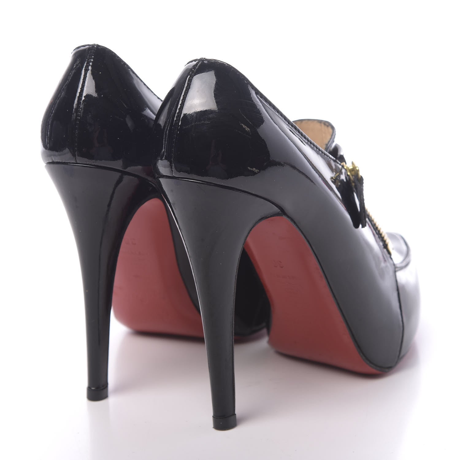 Christian Louboutin Patent Lapano Loafer Zip Booties 36 Black 4 of 14