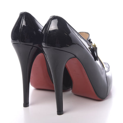 Christian Louboutin Patent Lapano Loafer Zip Booties 36 Black 4 of 14