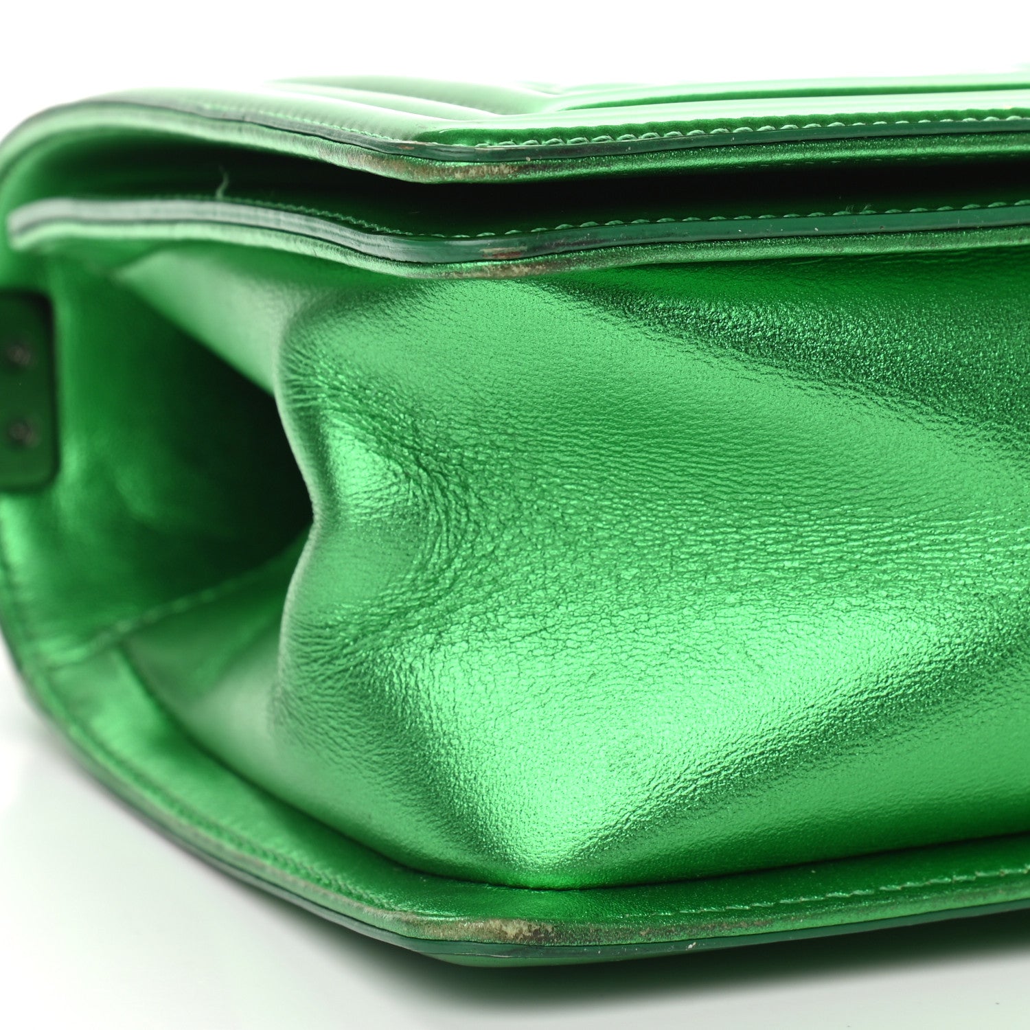Chanel Metallic Patent Calfskin Quilted Medium Boy Flap Green 8 of 13