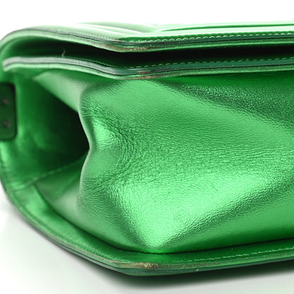 Chanel Metallic Patent Calfskin Quilted Medium Boy Flap Green 8 of 13