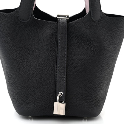 Hermes Taurillon Clemence Swift Eclat Picotin Lock 18 PM Caban Mauve Pale 8 of 11