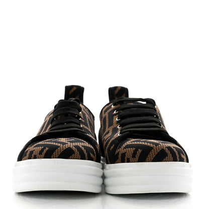 Fendi Fabric FF Micro-Perforated Rise Low Top Sneakers 38 Tobacco Black 3 of 11
