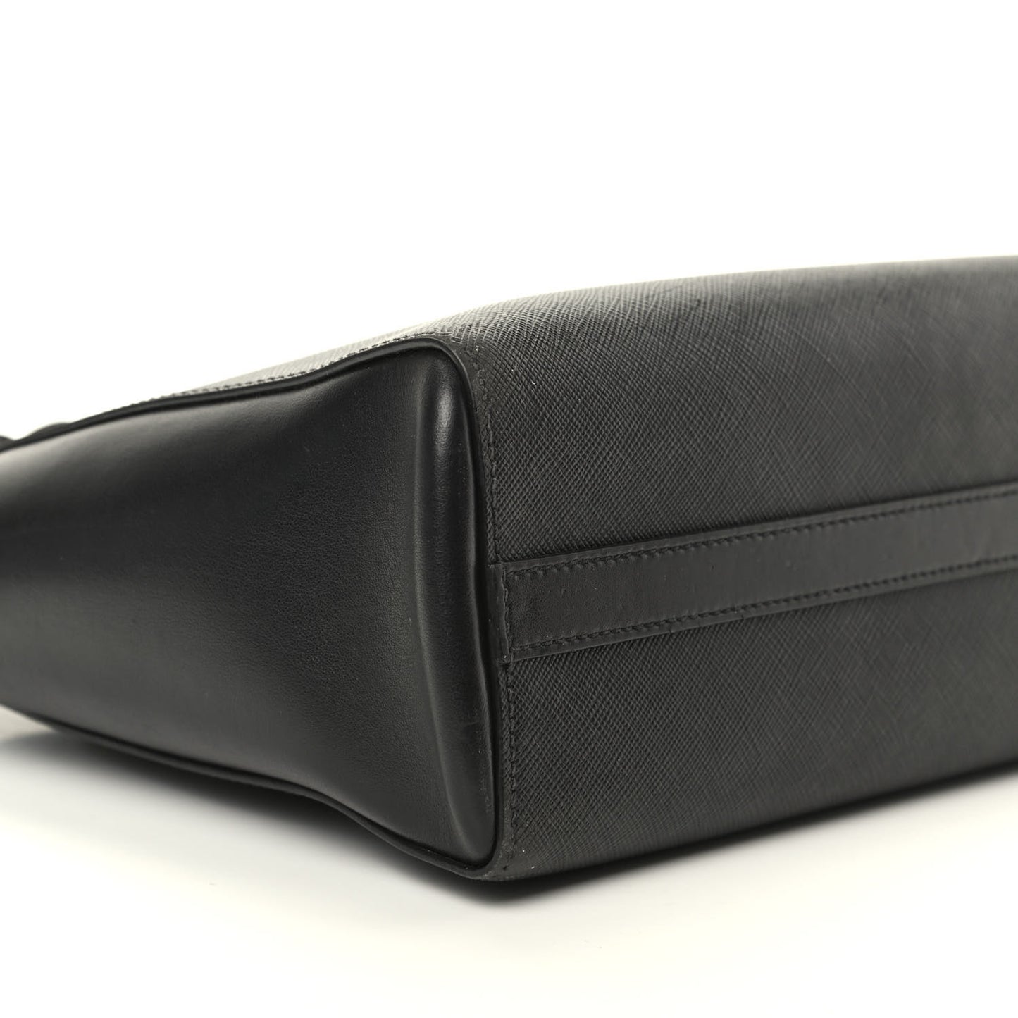 Saffiano Soft Calfskin Small Zippered Tote Black