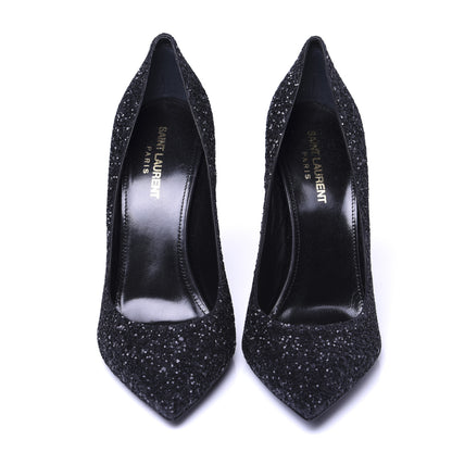 Saint Laurent Glitter Era Pumps 39.5 Black Silver 5 of 17