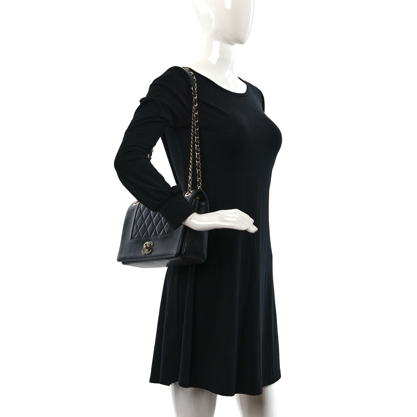 Sheepskin Quilted Vintage Mademoiselle Flap Black