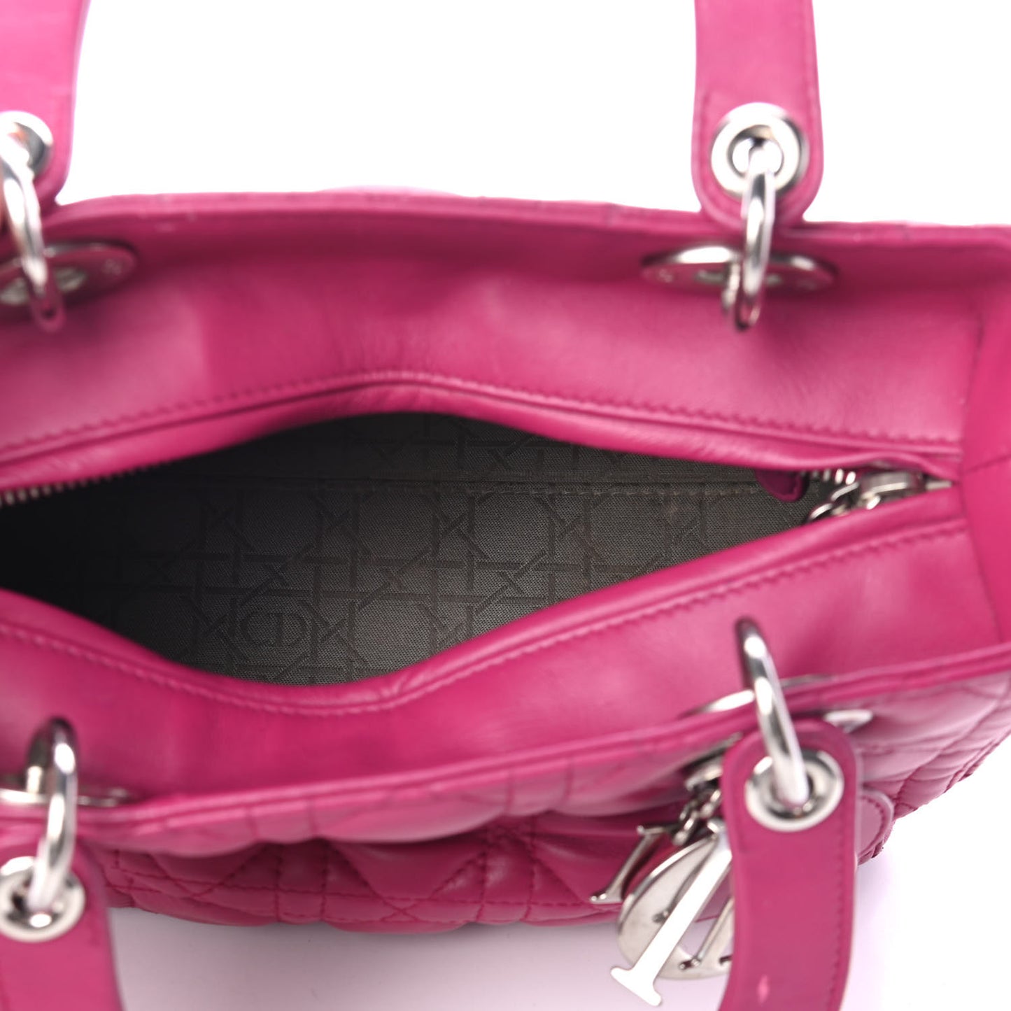 Lambskin Cannage Medium Lady Dior Fuchsia