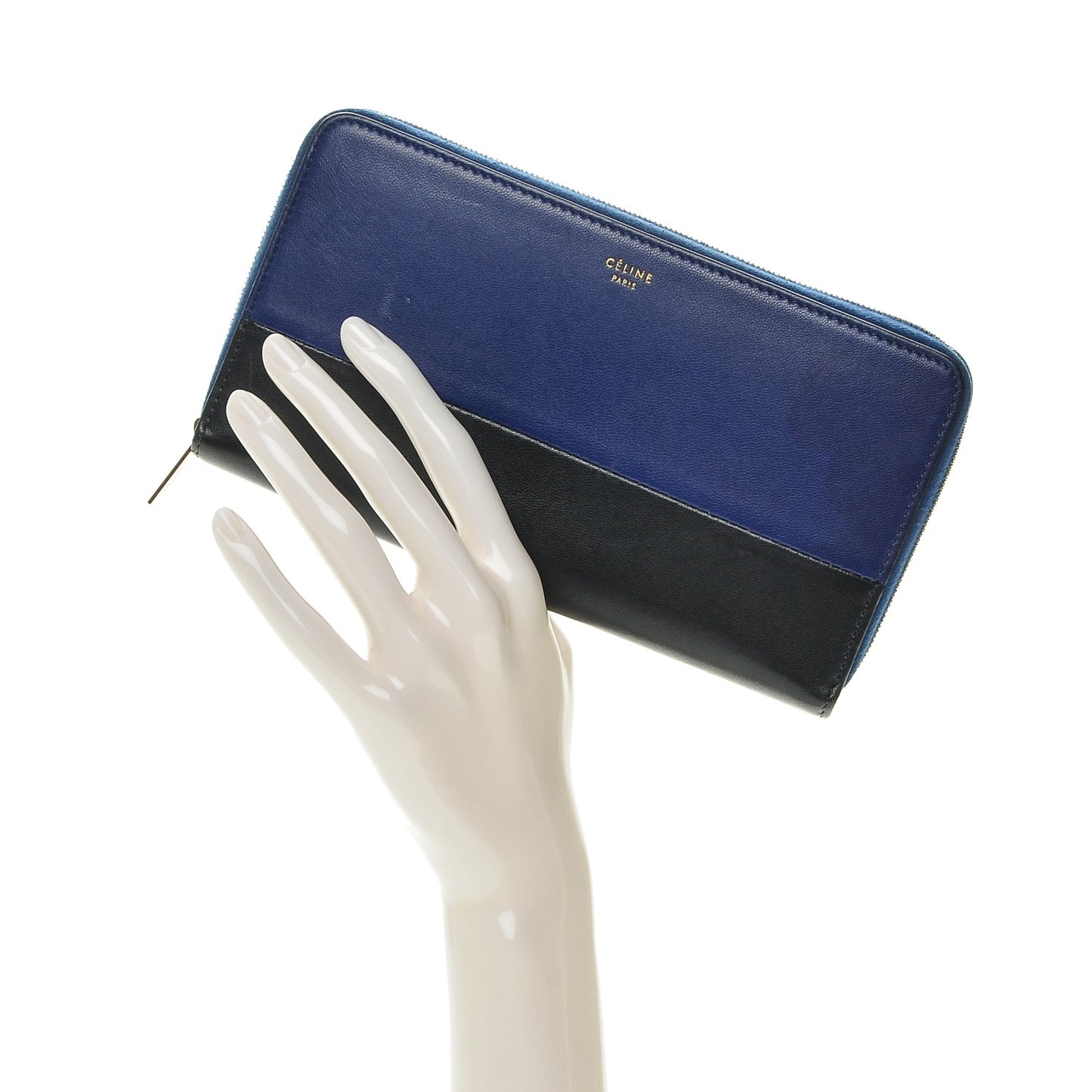 Lambskin Large Zip Around Multifunction Wallet Indigo