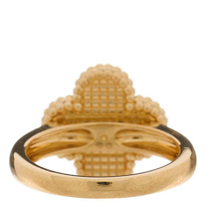 Van Cleef & Arpels 18K Yellow Gold Diamond Black Onyx Vintage Alhambra Ring 54 7 3 of 4