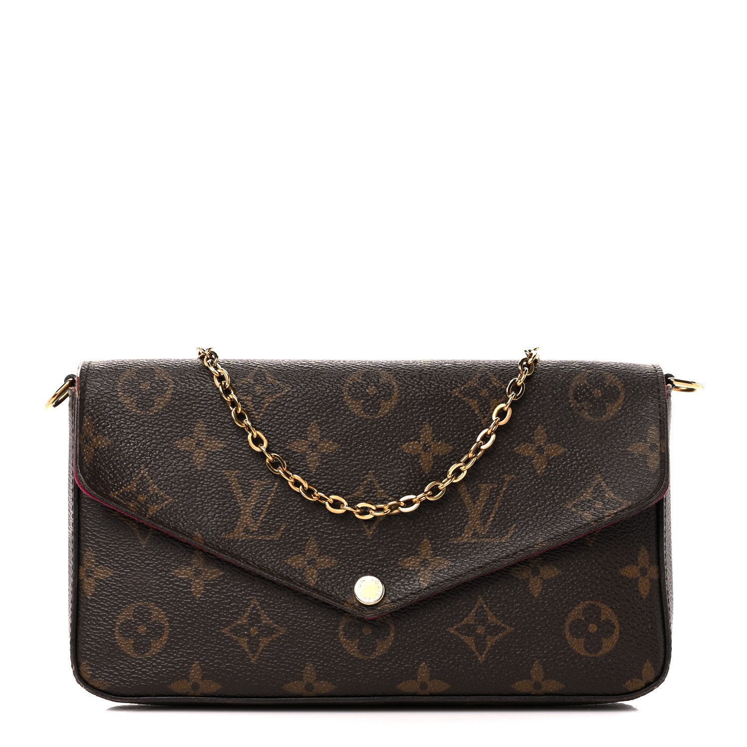 Louis Vuitton Monogram Pochette Felicie Chain Wallet Fuchsia 1 of 15