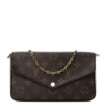 Louis Vuitton Monogram Pochette Felicie Chain Wallet Fuchsia 1 of 15