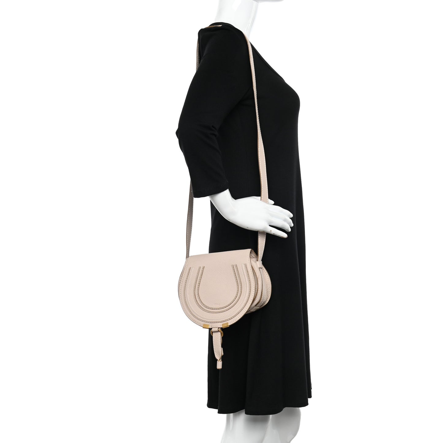 Calfskin Mini Marcie Round Crossbody Bag Blush Nude