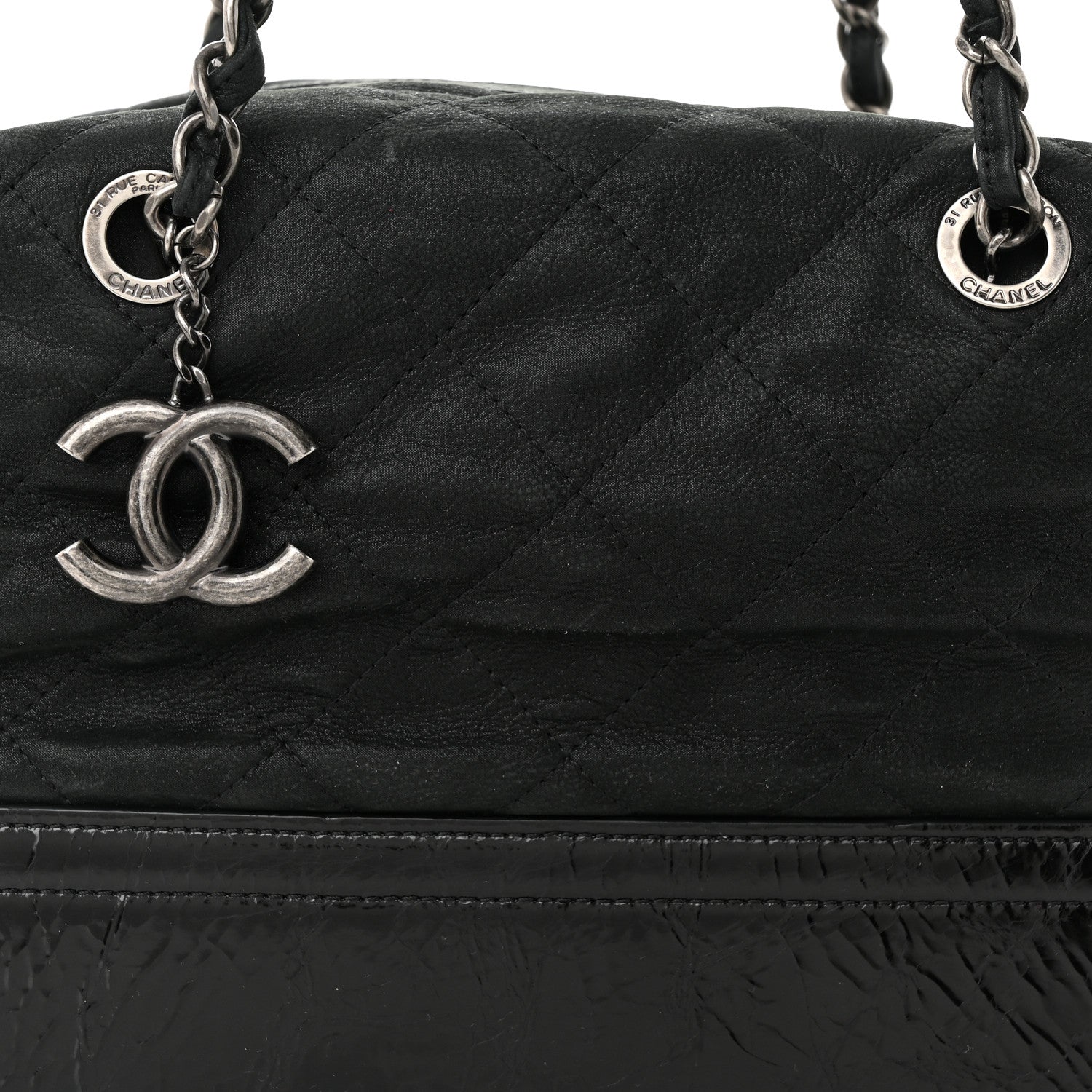 Chanel Iridescent Calfskin Quilted VIP Bowling Bag Black 8 of 10