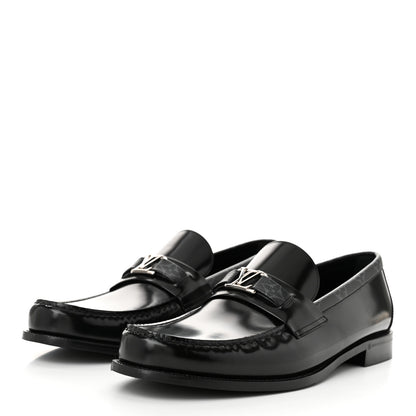 Louis Vuitton Calfskin Monogram Eclipse Mens Major Loafers 12 Black 4 of 10