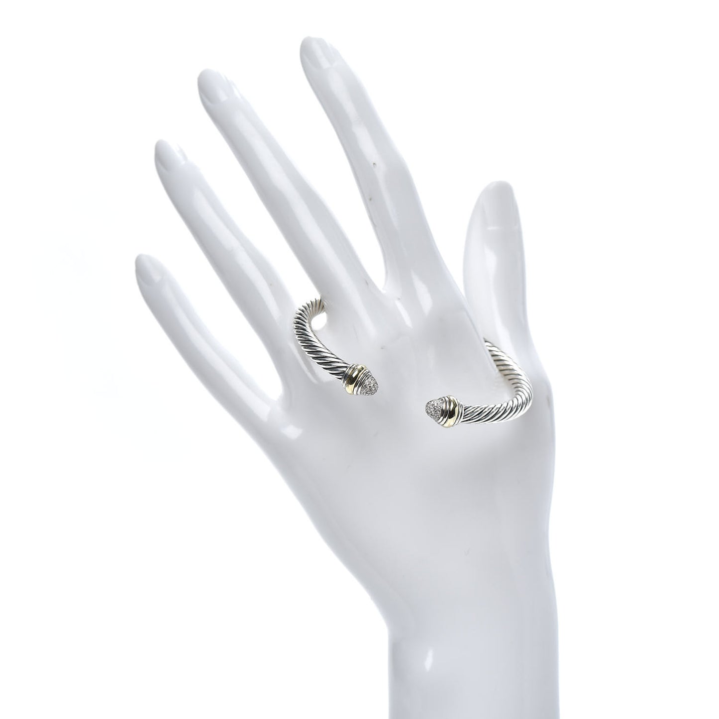 Sterling Silver 14K Yellow Gold Diamond 5mm Cable Classics Bracelet