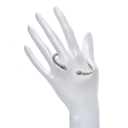 David Yurman Sterling Silver 14K Yellow Gold Diamond 5mm Cable Classics Bracelet 2 of 5