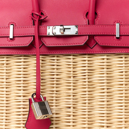 Hermes Wicker Swift Picnic Birkin 25 Naturel Framboise 10 of 13