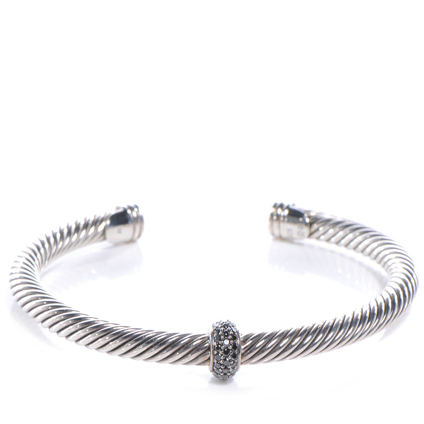 Sterling Silver Black Diamond 5mm Cable Classics Cuff Medium