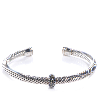 David Yurman Sterling Silver Black Diamond 5mm Cable Classics Cuff Medium 1 of 5