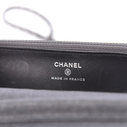 Chanel Metallic Canvas Quilted Space Charms Wallet On Chain WOC Grey 6 of 13