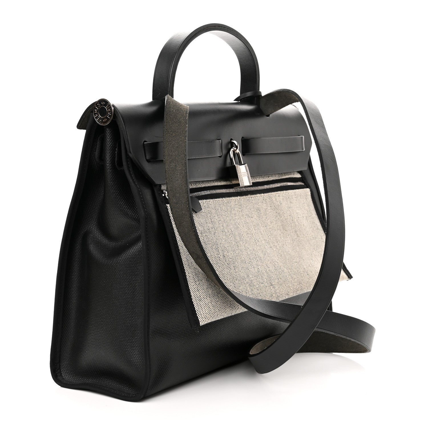 Hermes Toile H Berline Vache Hunter Herbag Zip PM 31 Black Ecru 4 of 11