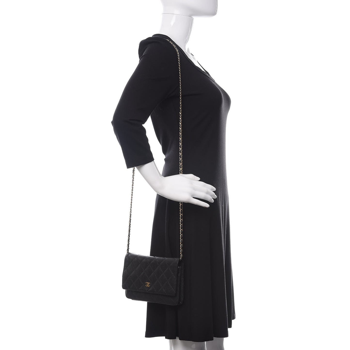 Caviar Quilted Wallet On Chain WOC Black