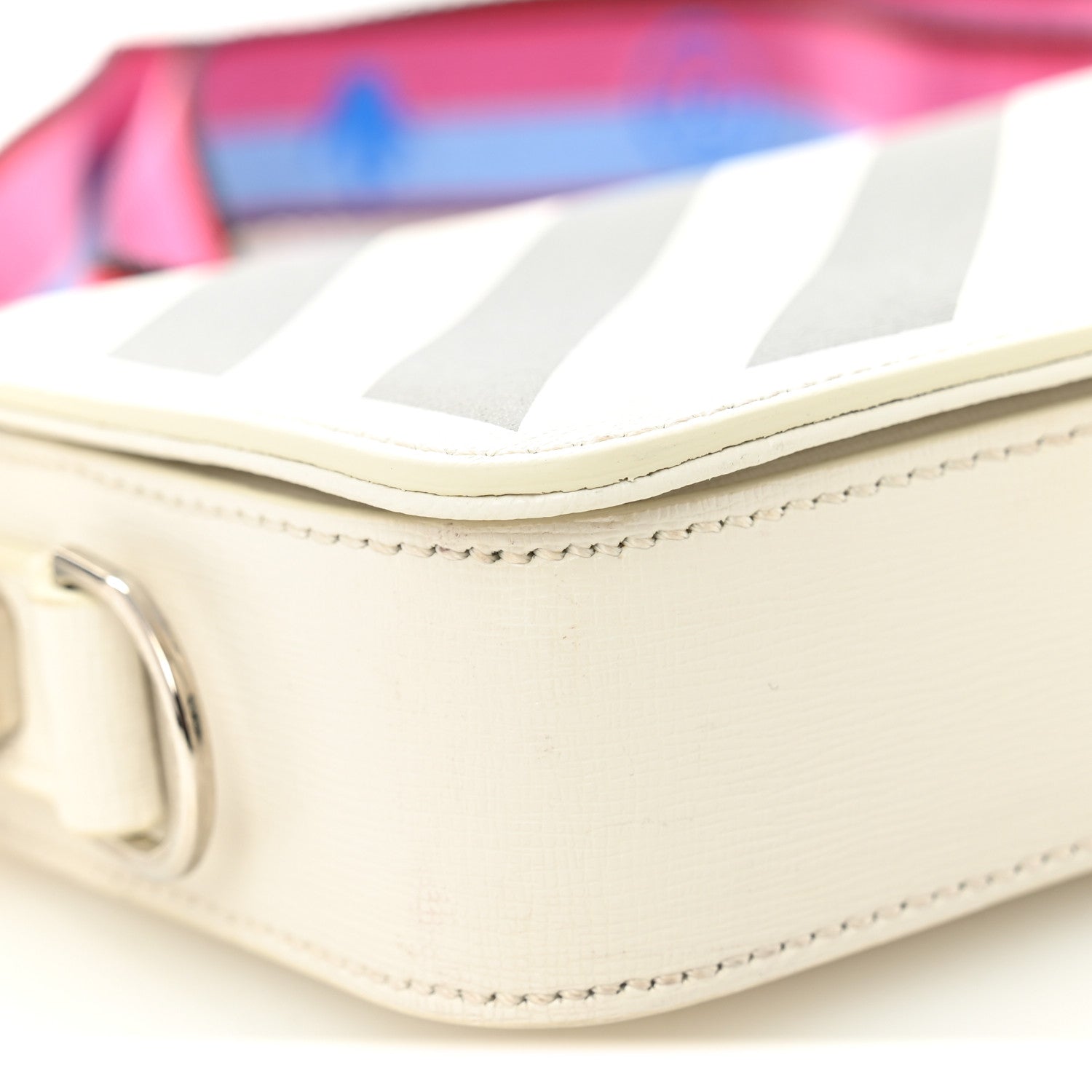 Off-White Saffiano Striped Mini Diag Binder Clip Bag White 10 of 12