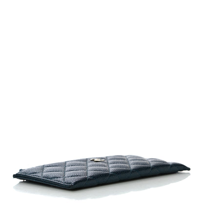 Chanel Iridescent Caviar Quilted Classic Zip Pouch Navy 4 of 11