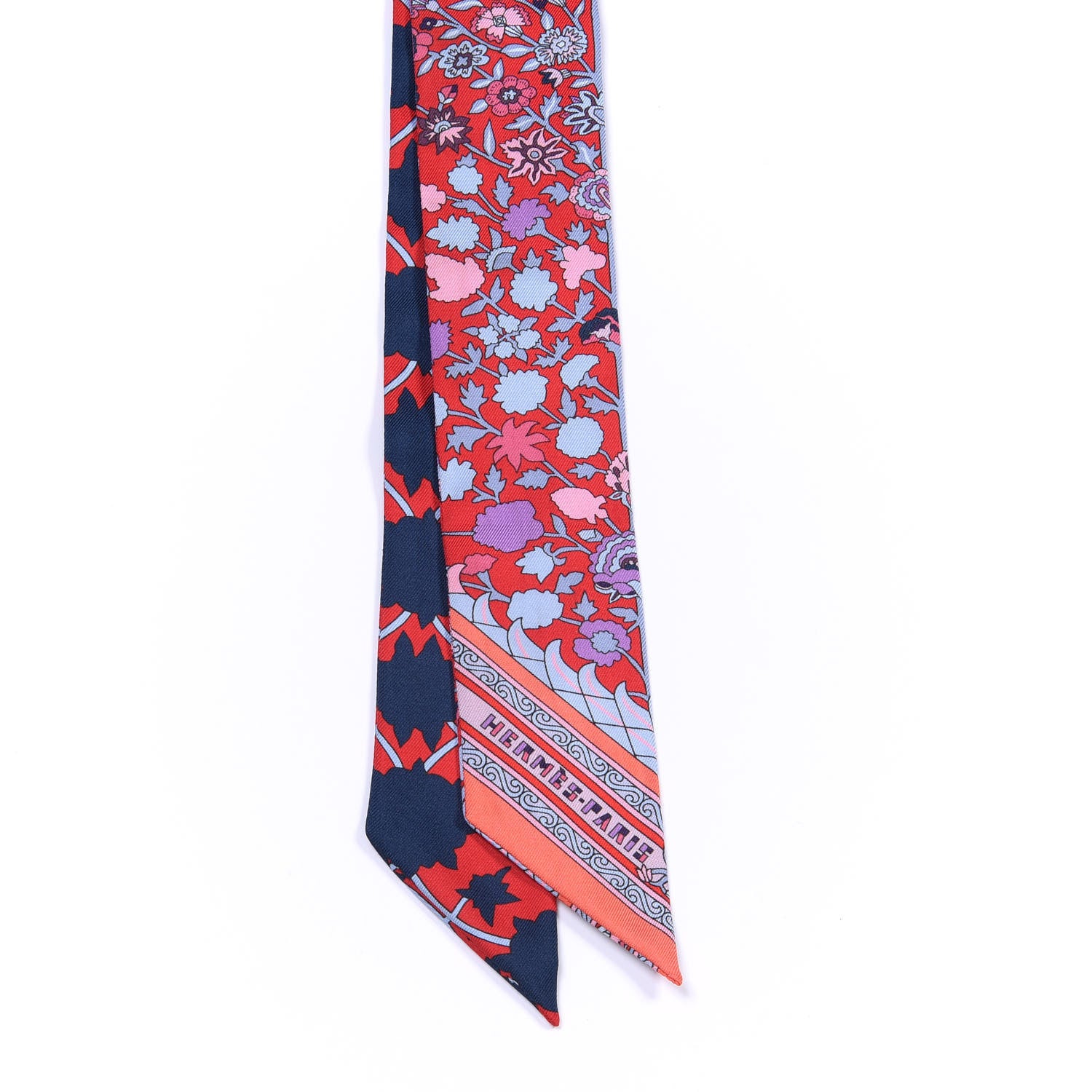 Hermes Silk Tapis Persans Twilly Marine Rouge Mauve 2 of 4