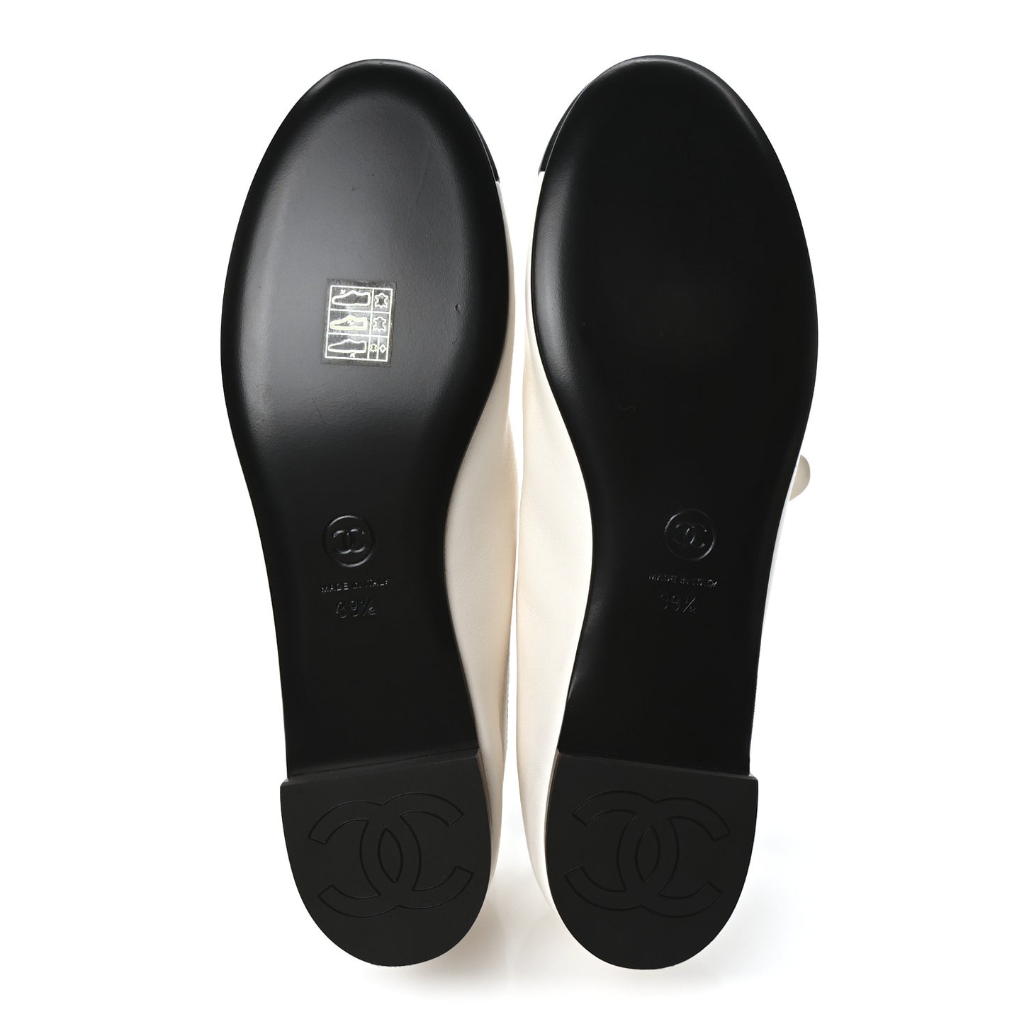 Lambskin Bow Mary Jane Flats 39.5 White Black