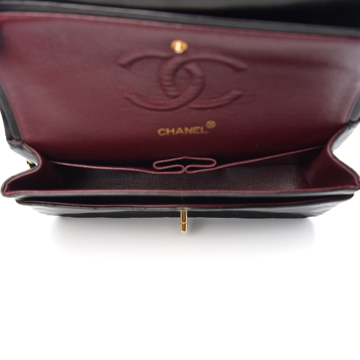 Lambskin Quilted Medium Double Flap Black