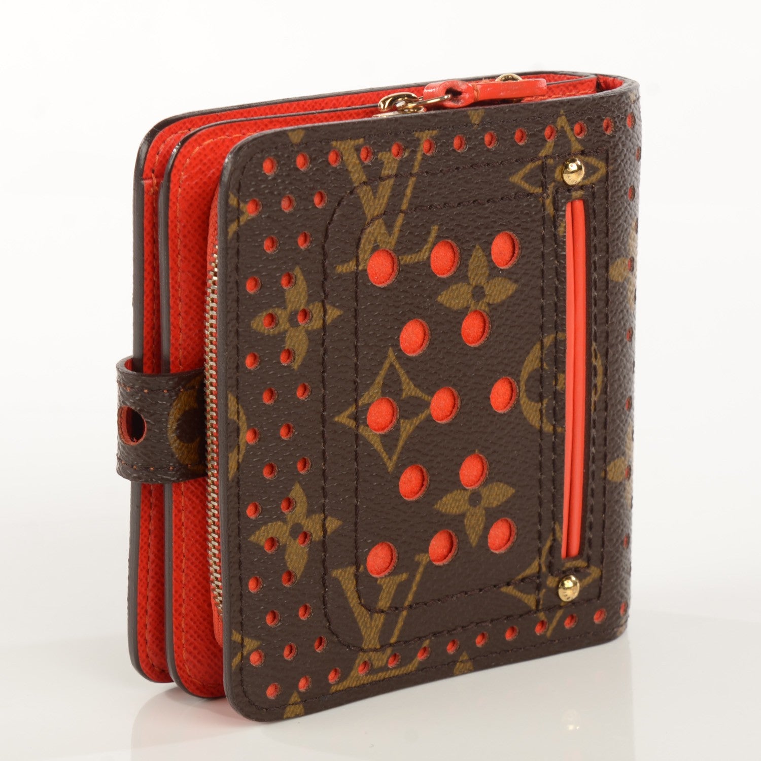 Louis Vuitton Monogram Perforated Compact Zipped Wallet Orange 3 of 7